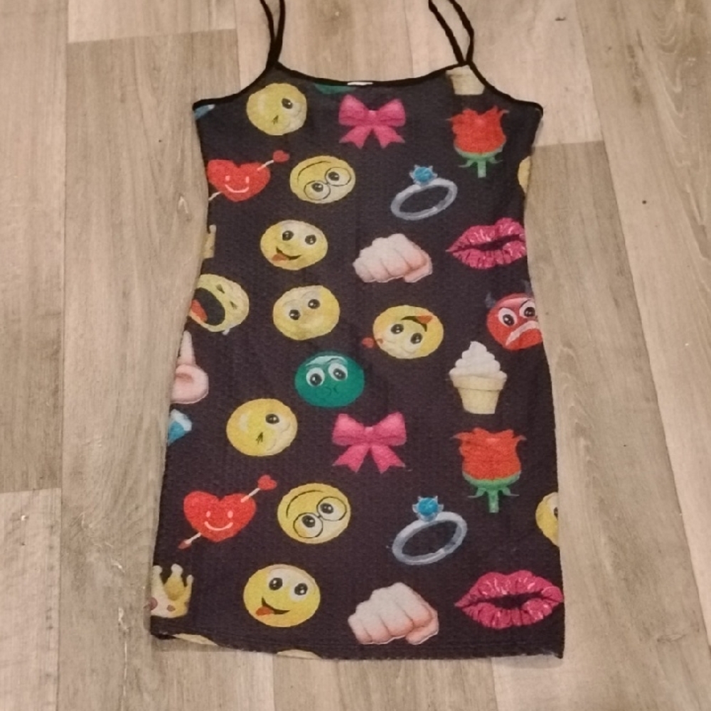 Colorful Emoji Print Kids Dress
